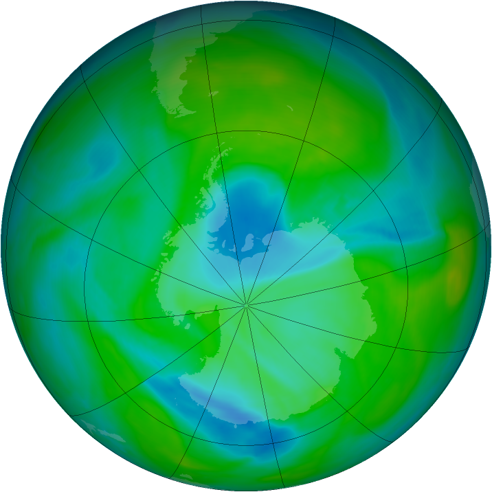 Antarctic ozone map for 08 December 2005